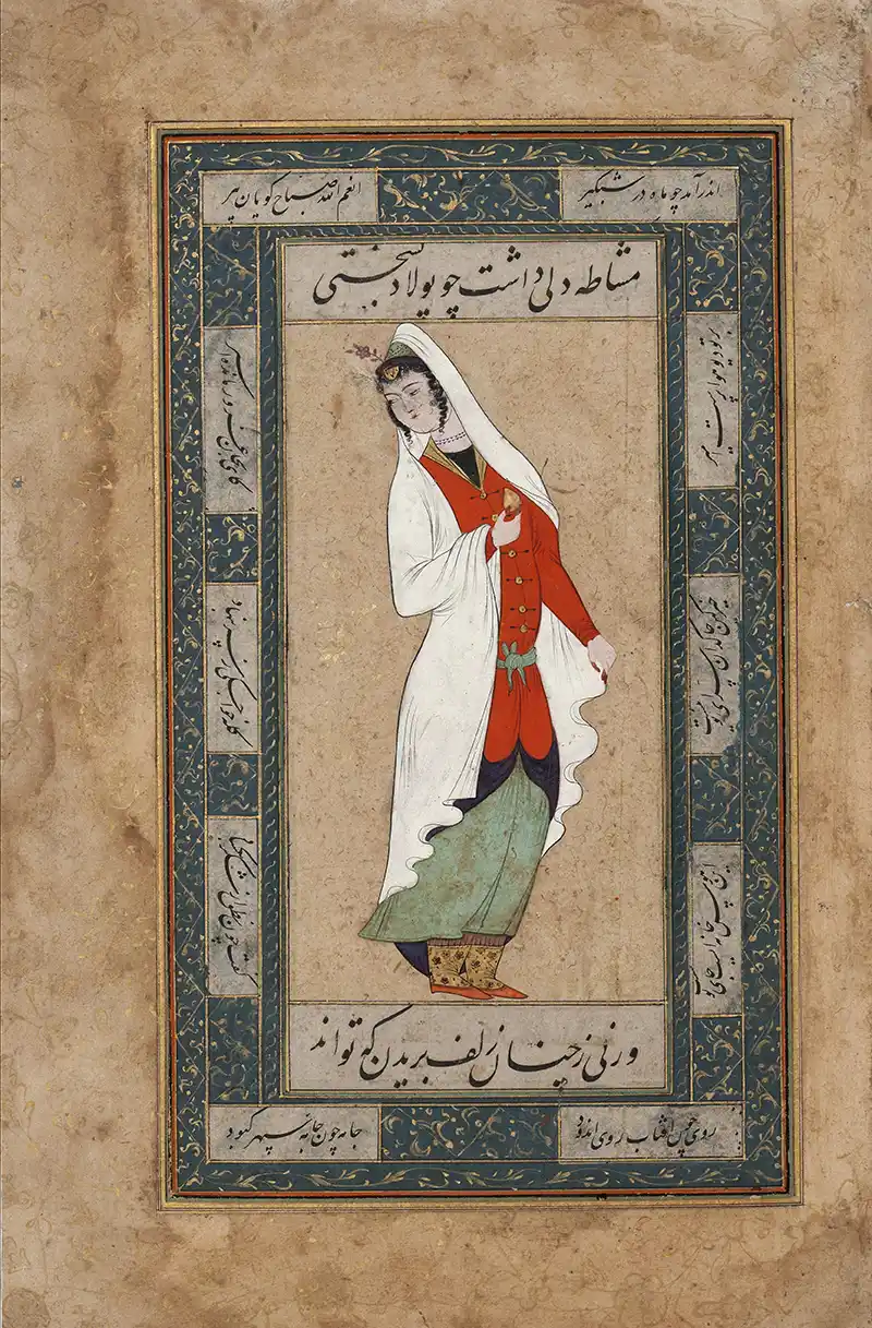Femme regardant au-dessus de son épaule, Vers